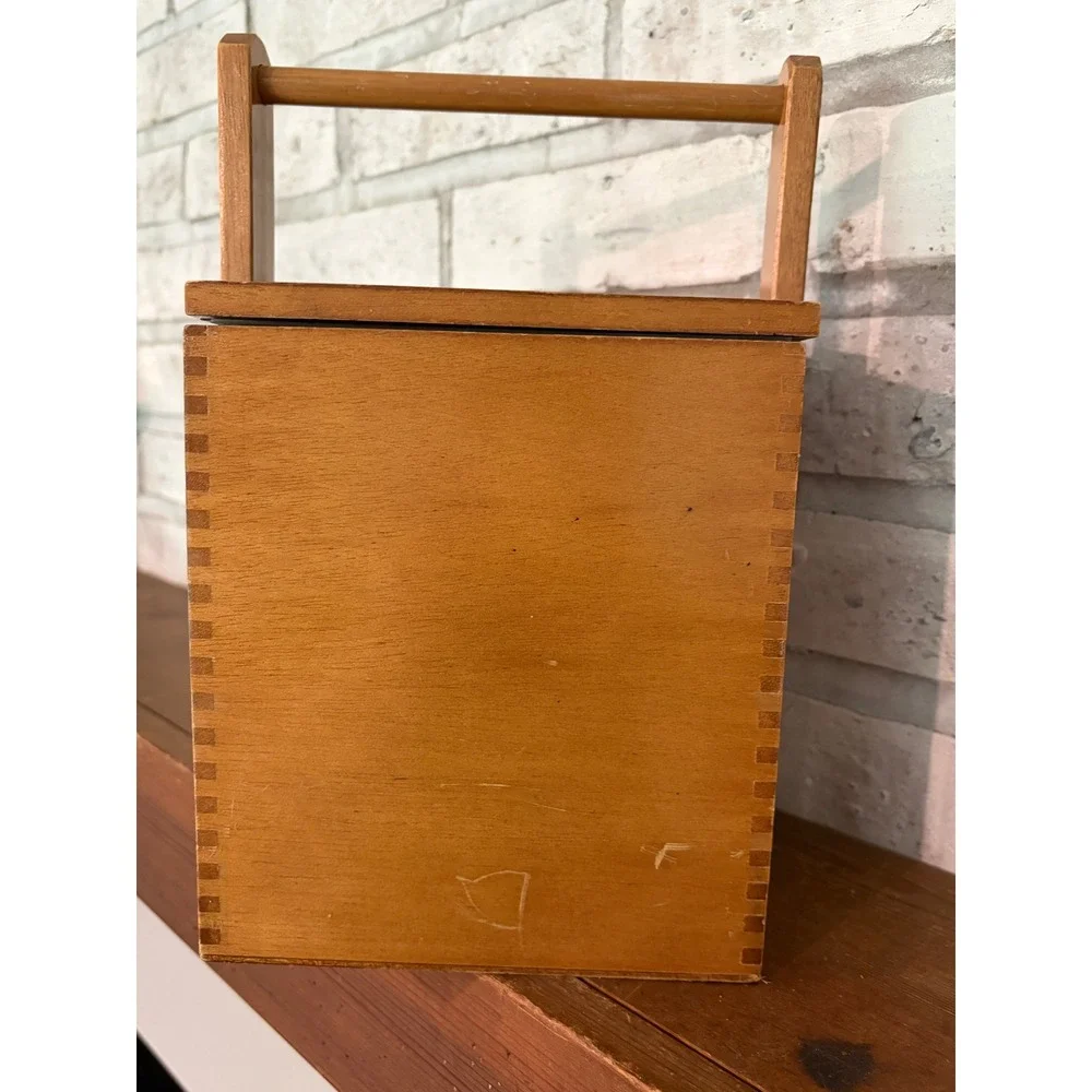 Vintage Mallard Wooden Ice Bucket with Handle and Removable Plastic Liner